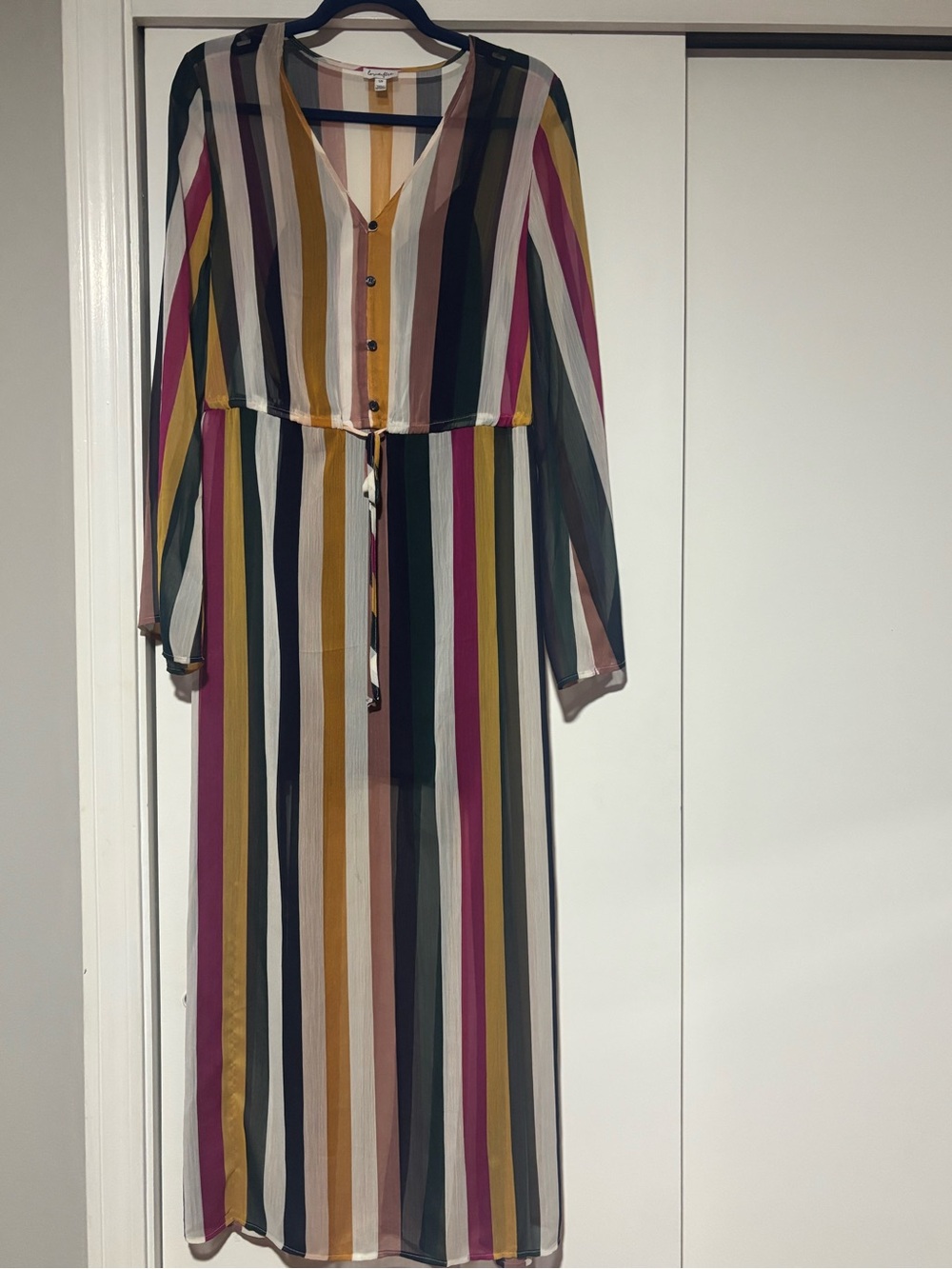 Love & Fire Brand- Striped Maxi Dress in Mustard, Pink, Black, White
